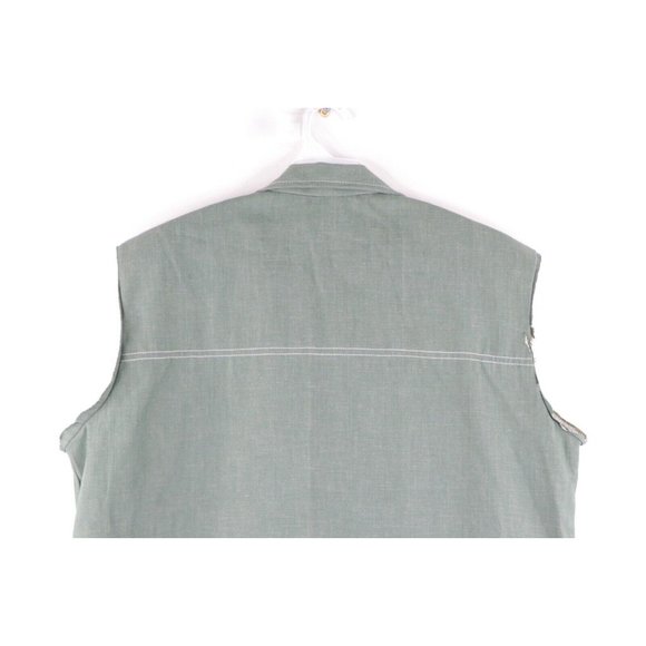 Vintage 70s John Deere Spell Out Patch Sleeveless Denim Jean Vest USA Mens Large - Picture 8 of 9